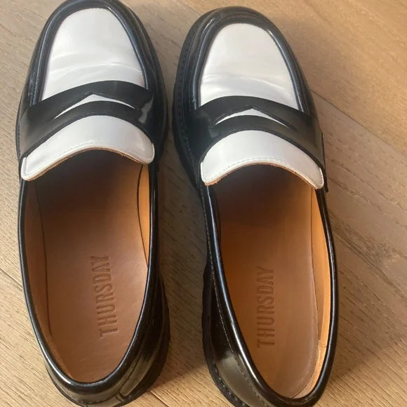 Thursday Boot Company Black and White Penny Loafers - Picture 9 of 11